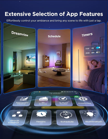 Smart RGBIC Corner Floor Lamp With Music Sync encalife