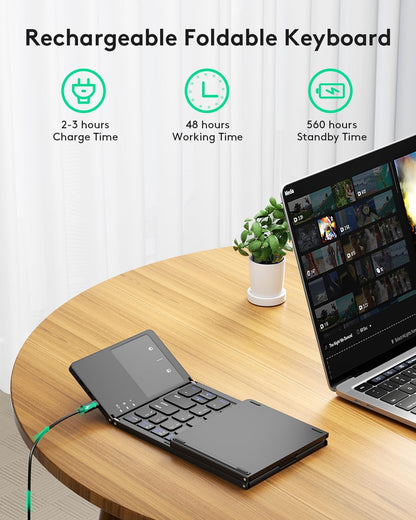 Foldable Bluetooth Keyboard with Touchpad Phone Stand encalife