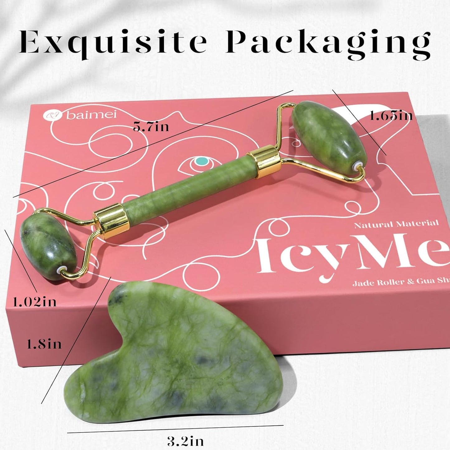 Jade Roller Gua Sha Facial Massage Beauty Set encalife