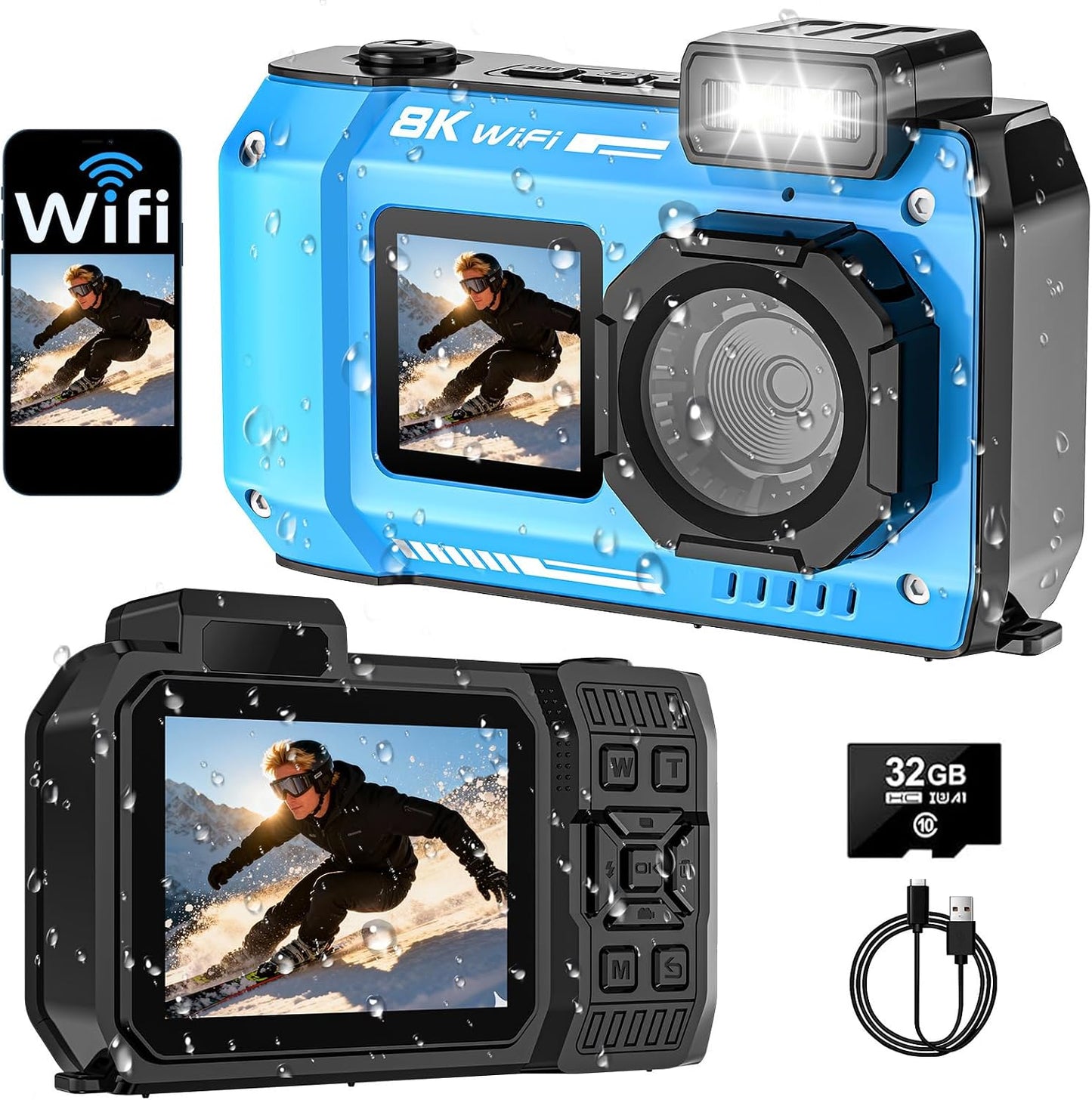 8K 70MP waterproof digital camera for underwater photography