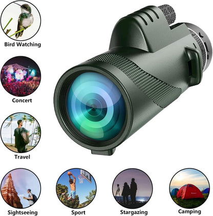 80x100 HD Monocular Telescope with Tripod &amp; Phone Adapter encalife