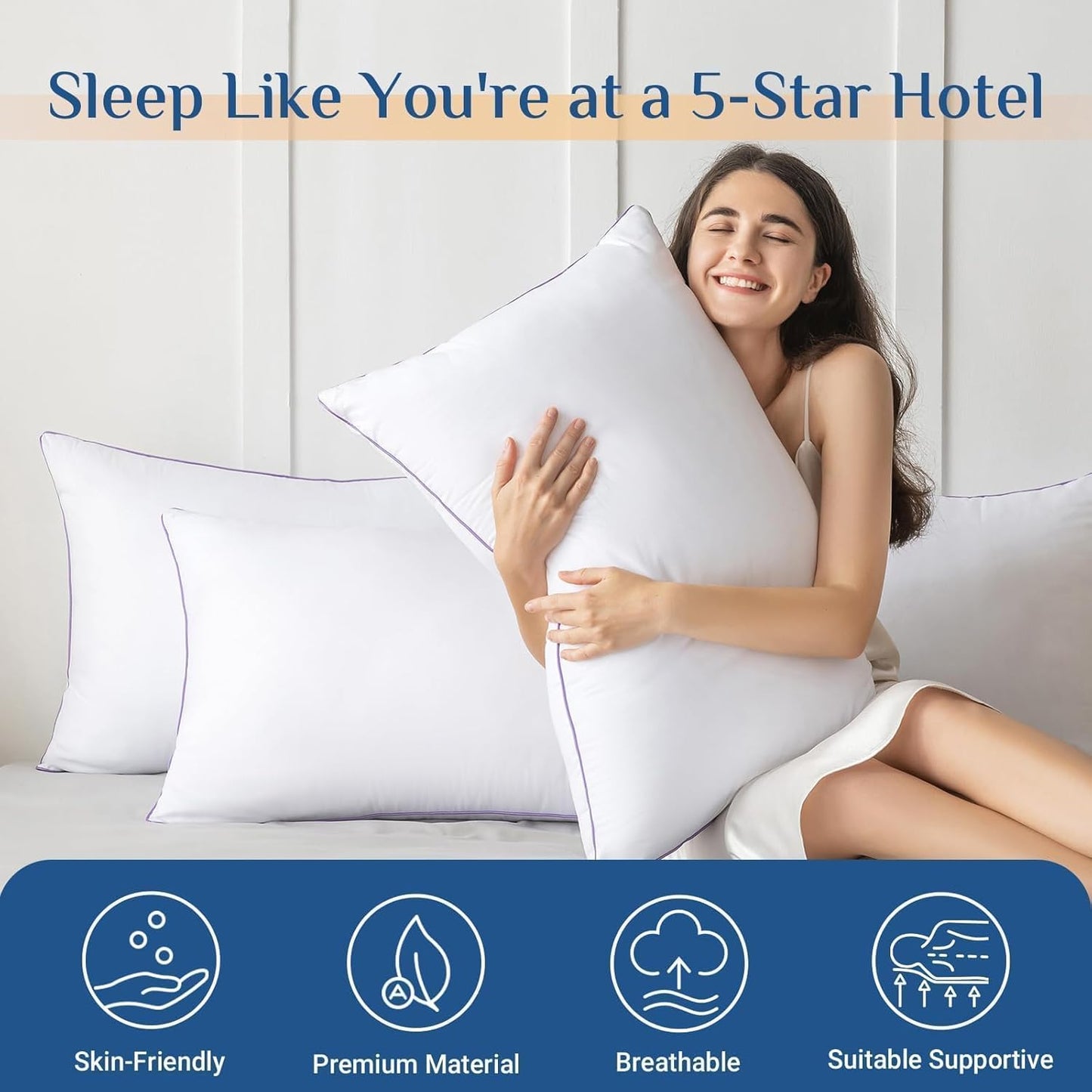 Bed Pillows Queen Set | Soft Support Hotel Quality Sleeping Pillows encalife