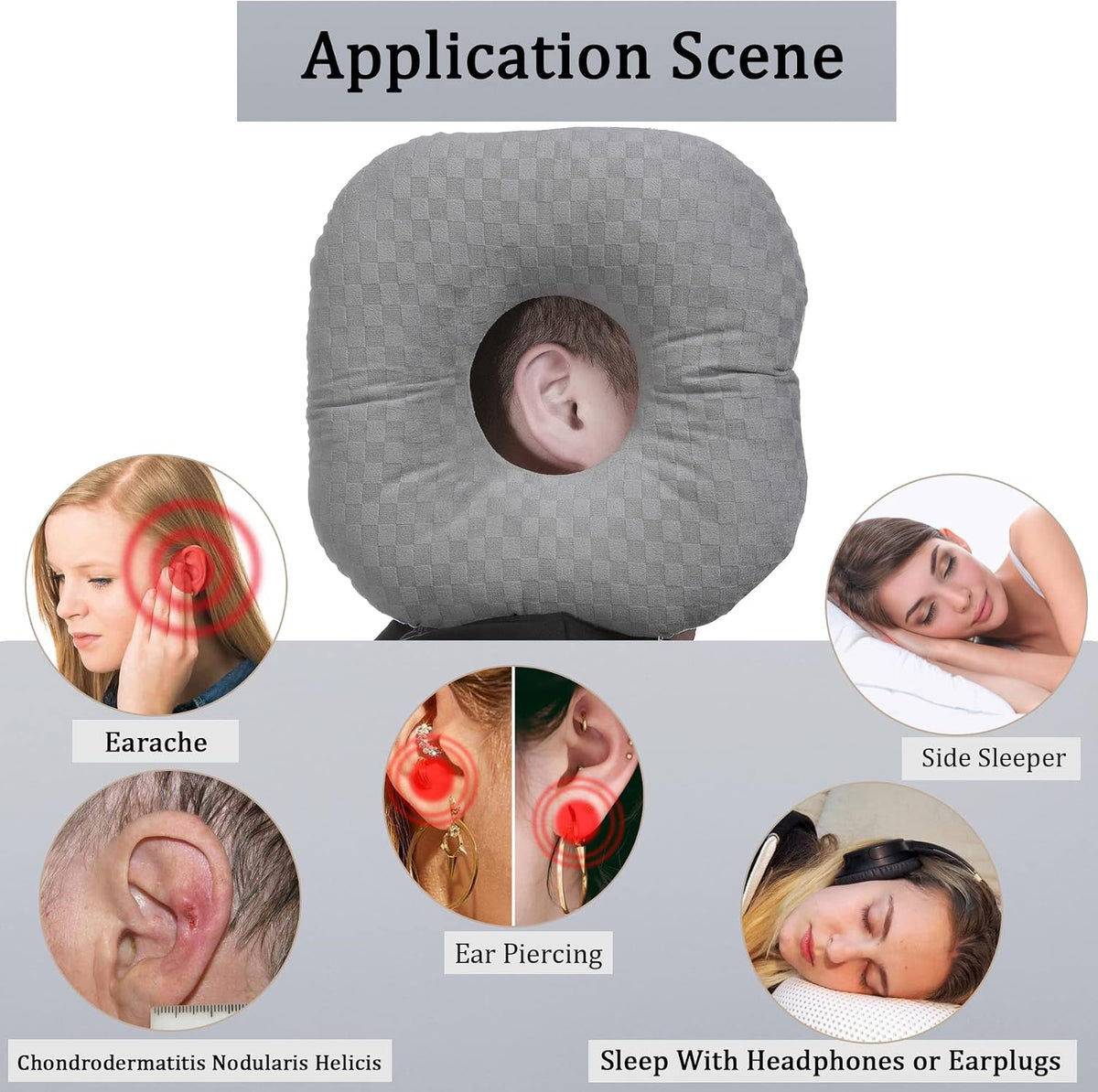 Side Sleeper Ear Relief Piercing Pillow encalife
