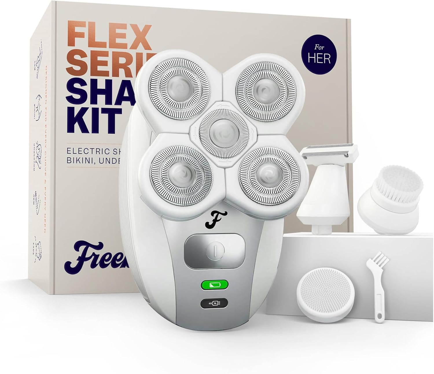 Flexible electric razor women use for silky-smooth legs, body hair, bikini line, private areas, and sensitive skin grooming
