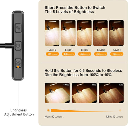 Rechargeable LED Book Light With Adjustable Brightness encalife