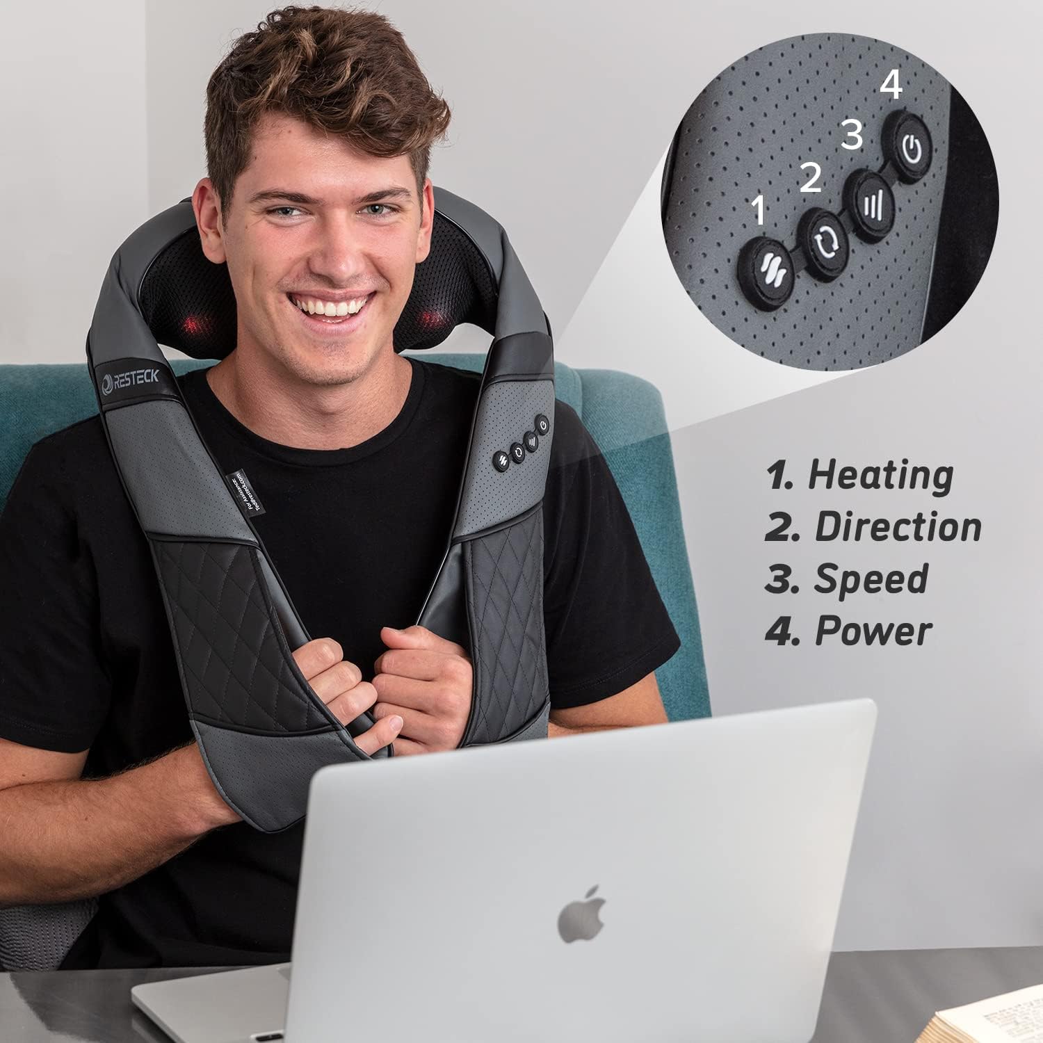 3D Shiatsu Neck Back Massager With Heat Therapy encalife