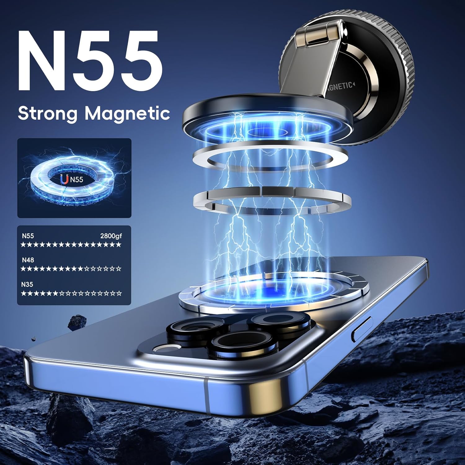 Magnetic MagSafe Car Phone Mount Foldable Rotor encalife