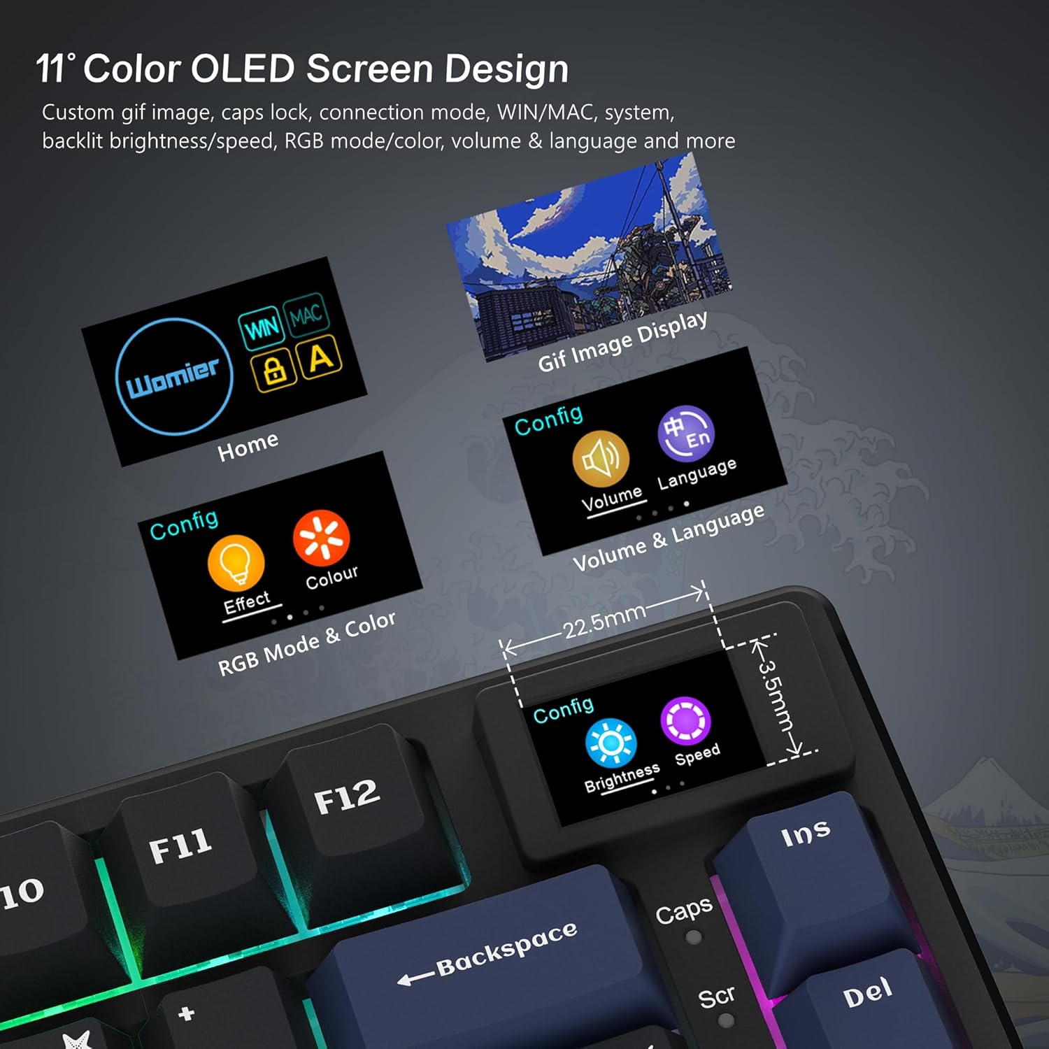 Gaming Keyboard with Display Hot Swap encalife