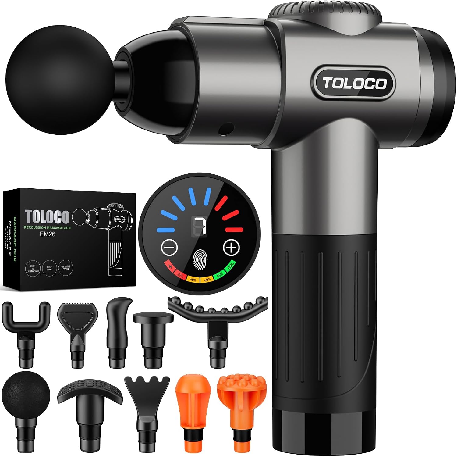 deep tissue percussion massage gun with multiple massage heads for muscle recovery