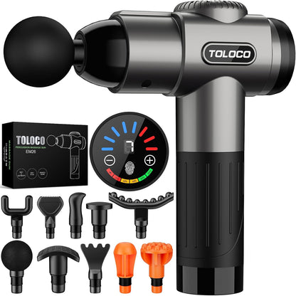 deep tissue percussion massage gun with multiple massage heads for muscle recovery