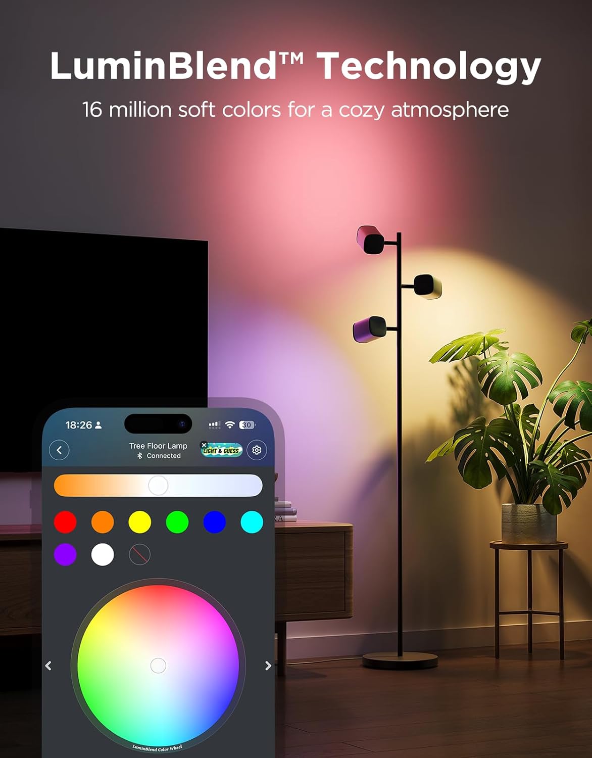 RGB Lighting Tree Floor Lamp for Living Rooms encalife