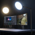 Adjustable LED desk ring light with rotating arm, metal C-clamp, and soft white illumination for streaming and home office use