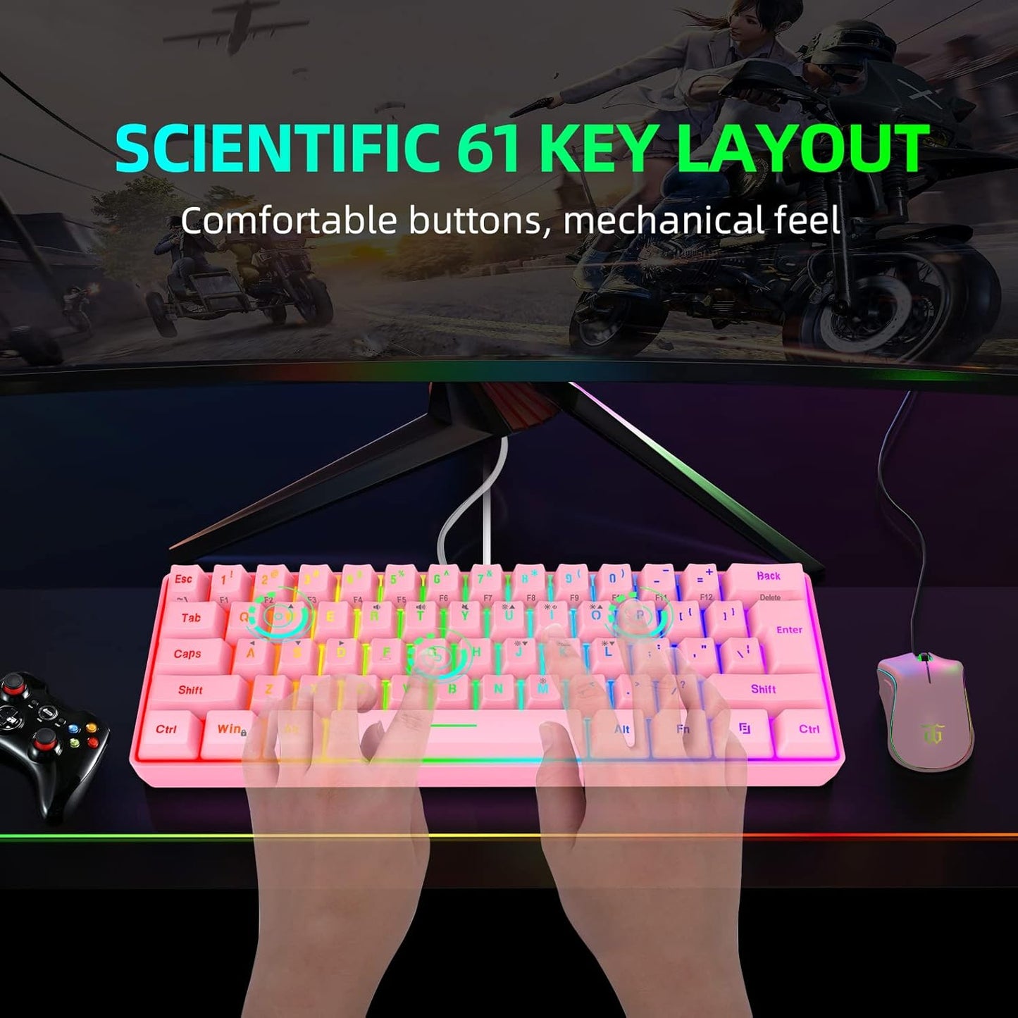 Gaming Keyboard I 60% RGB Wired encalife