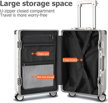 Smart Hardshell Carry-On Luggage with USB encalife