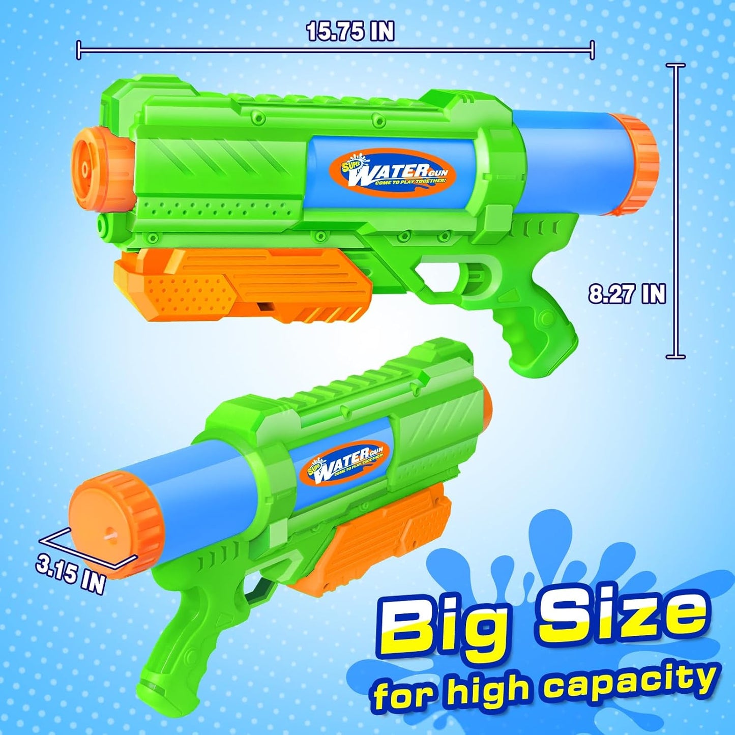 Super Water Gun I 2 Pack 1200cc High-Pressure Blasters encalife