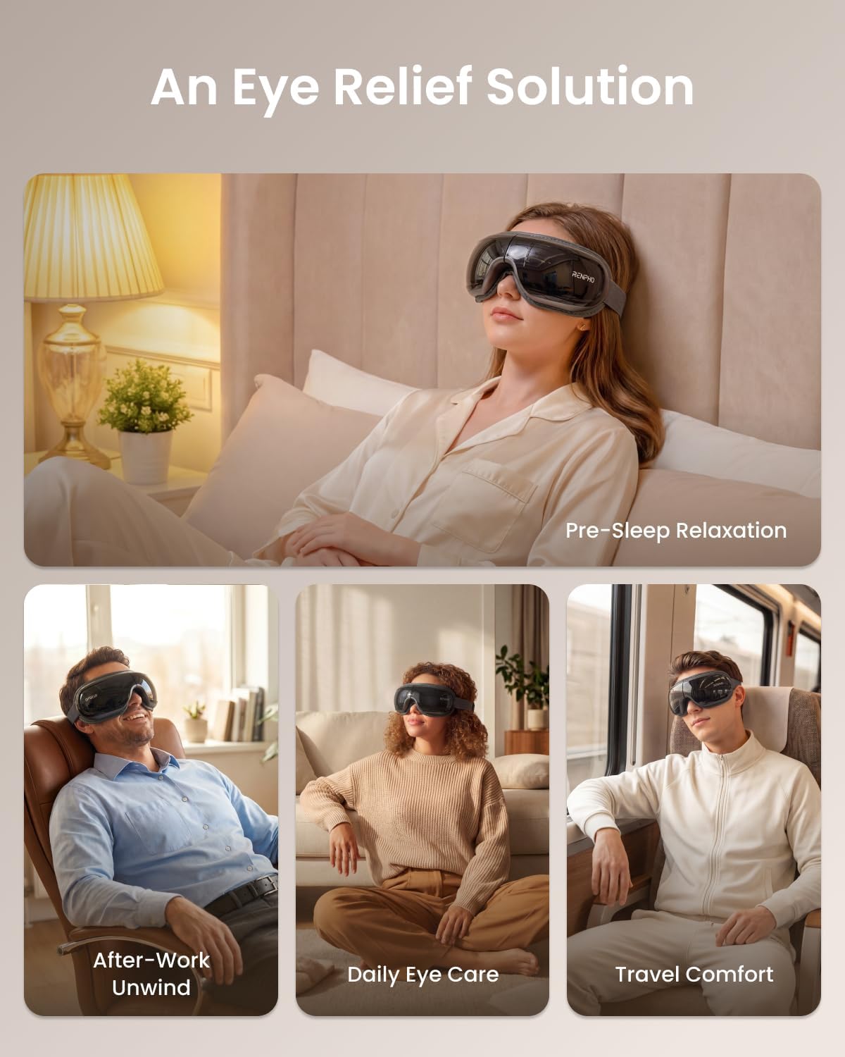 Eye Massager With Heat Cooling Voice Control encalife