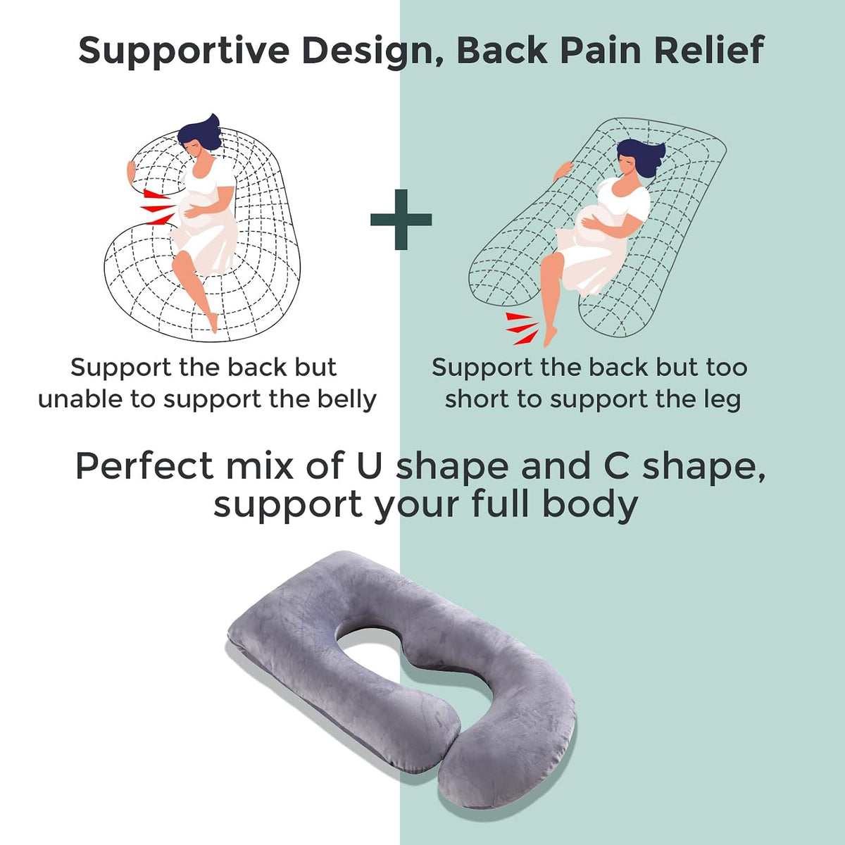 Side Sleeper Full Body Pregnancy Pillow encalife