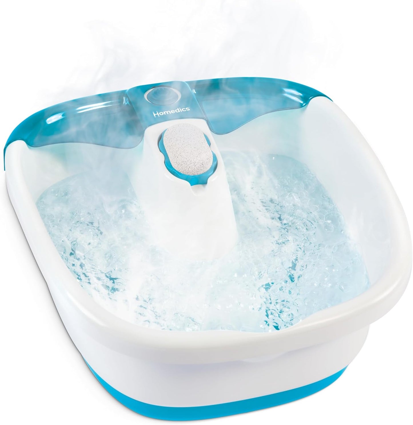 Encalife heated bubble foot spa massager with raised nodes and removable pumice stone