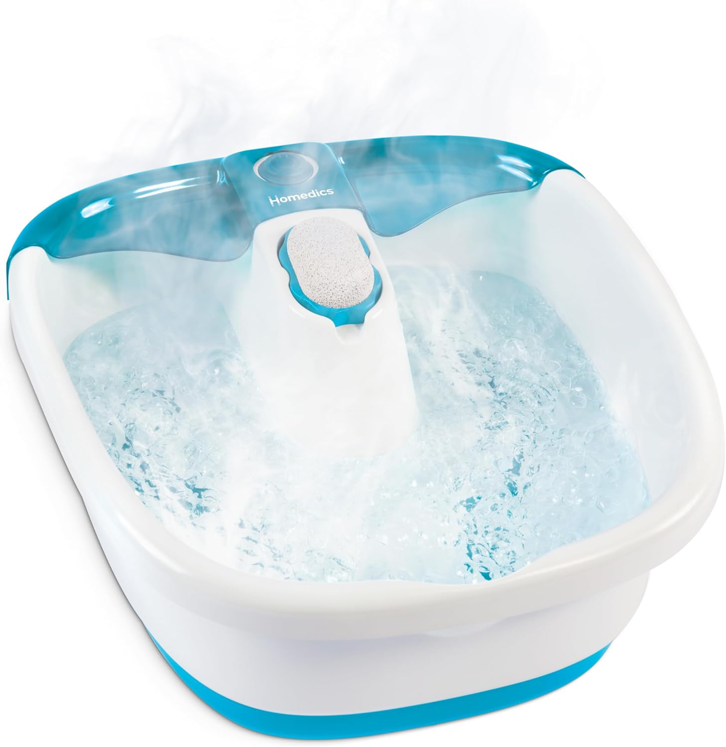 Encalife heated bubble foot spa massager with raised nodes and removable pumice stone