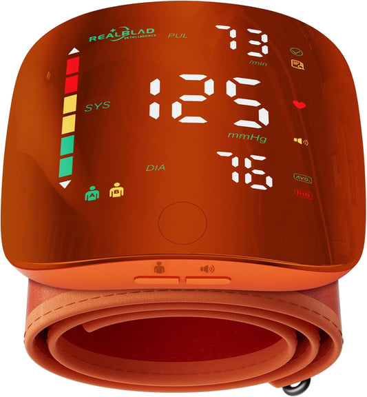 Rechargeable Wrist Blood Pressure Monitor LED Screen
