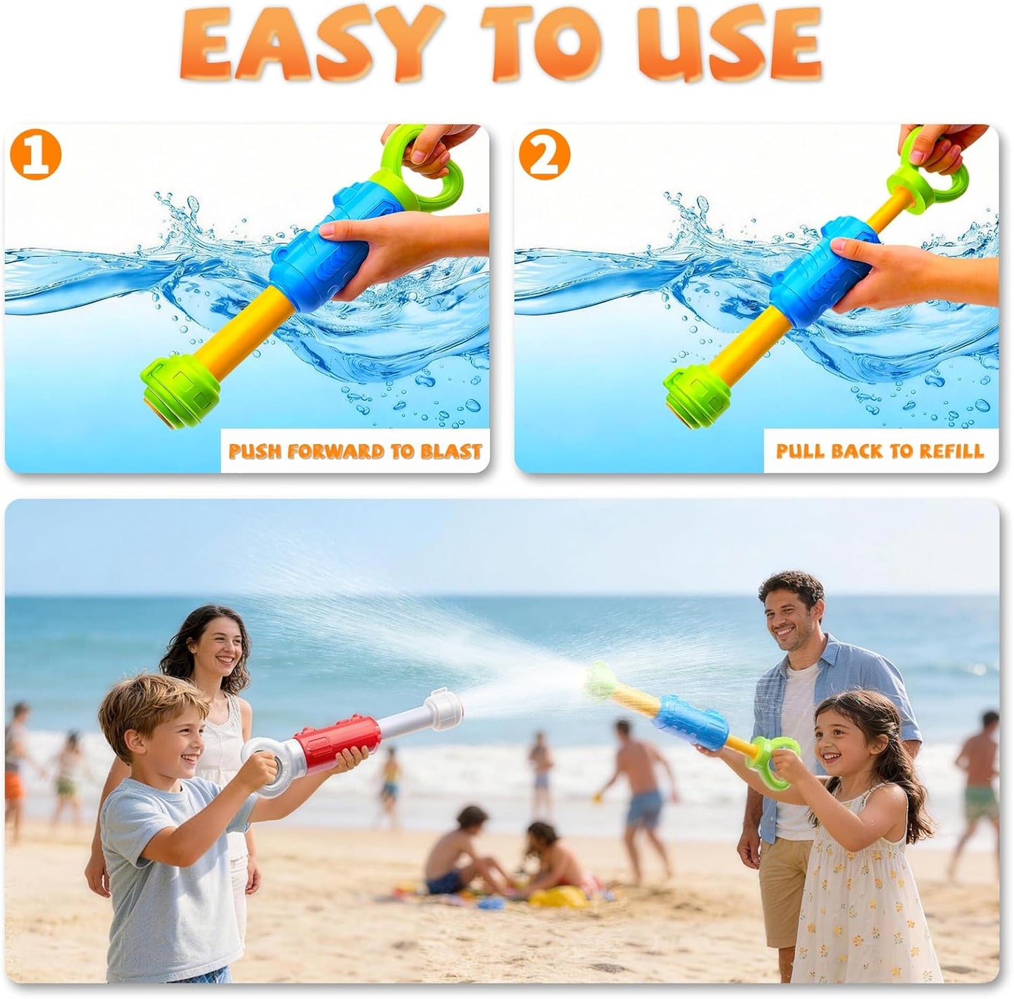 2 Pack Water Gun I 40ft Long-Range Blasters encalife