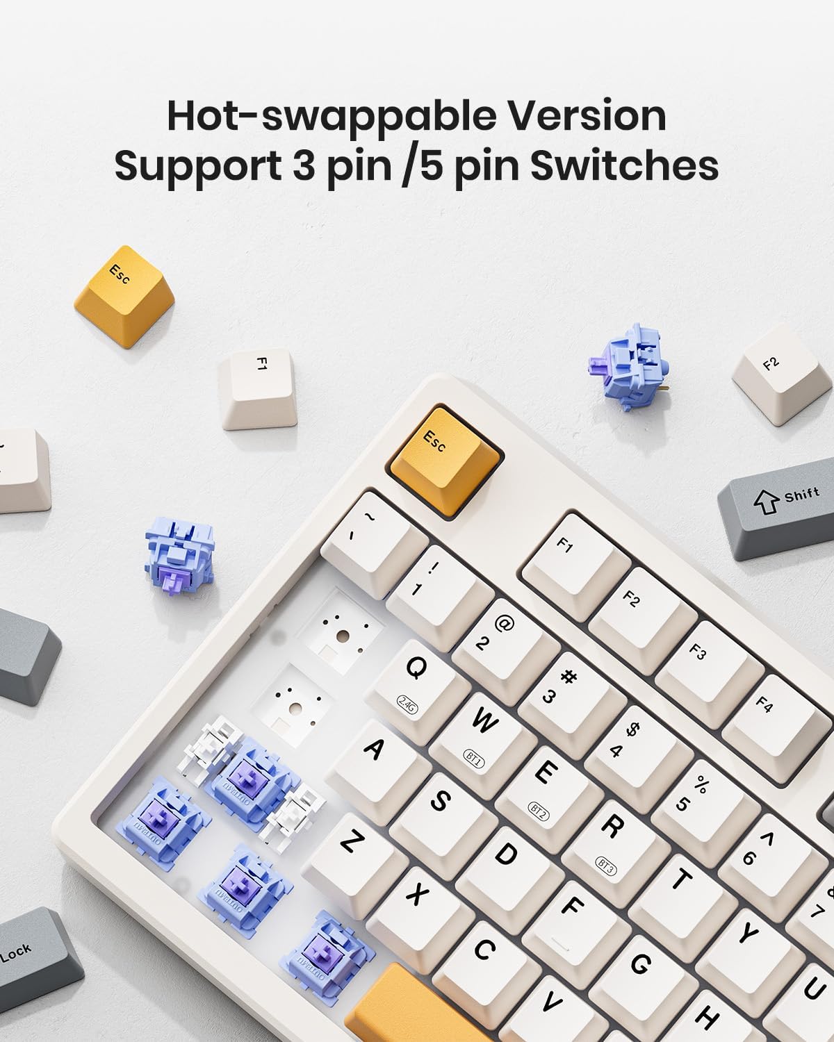 Kisnt KN85 Wireless RGB Mechanical Keyboard I Retro Beige encalife