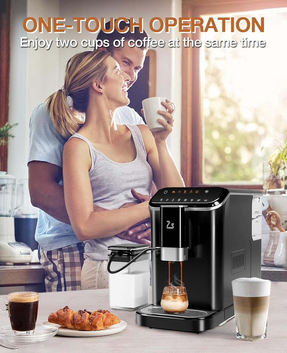 20 Bar Espresso Machine with Grinder &amp; Frother encalife