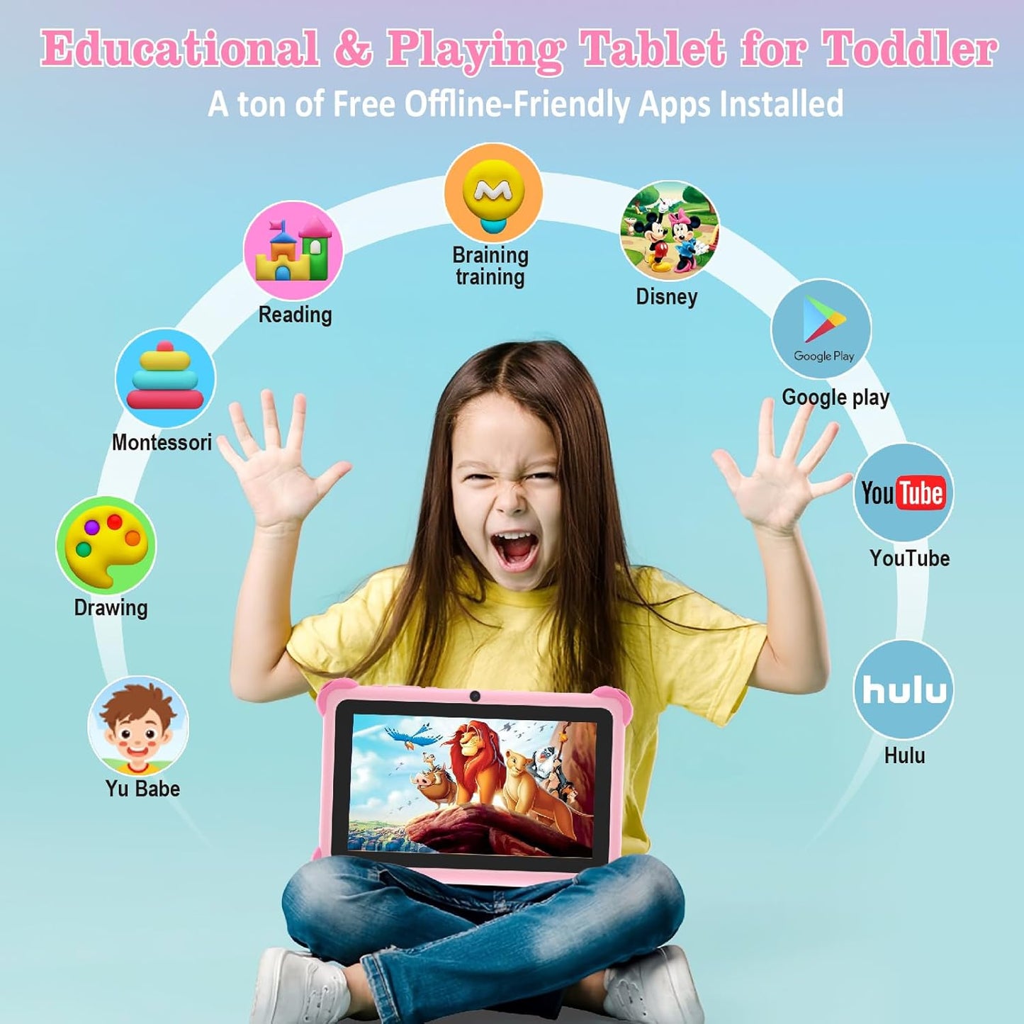 Trayoo 7” Kids Tablet I Toddler Learning Tablet encalife