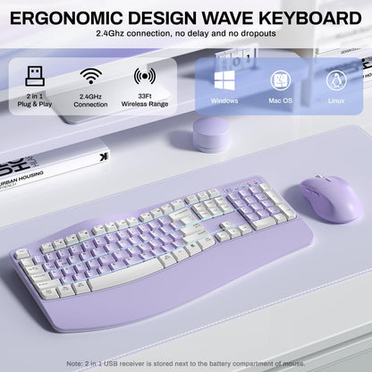 Ergonomic Wireless Keyboard and Mouse Combo encalife
