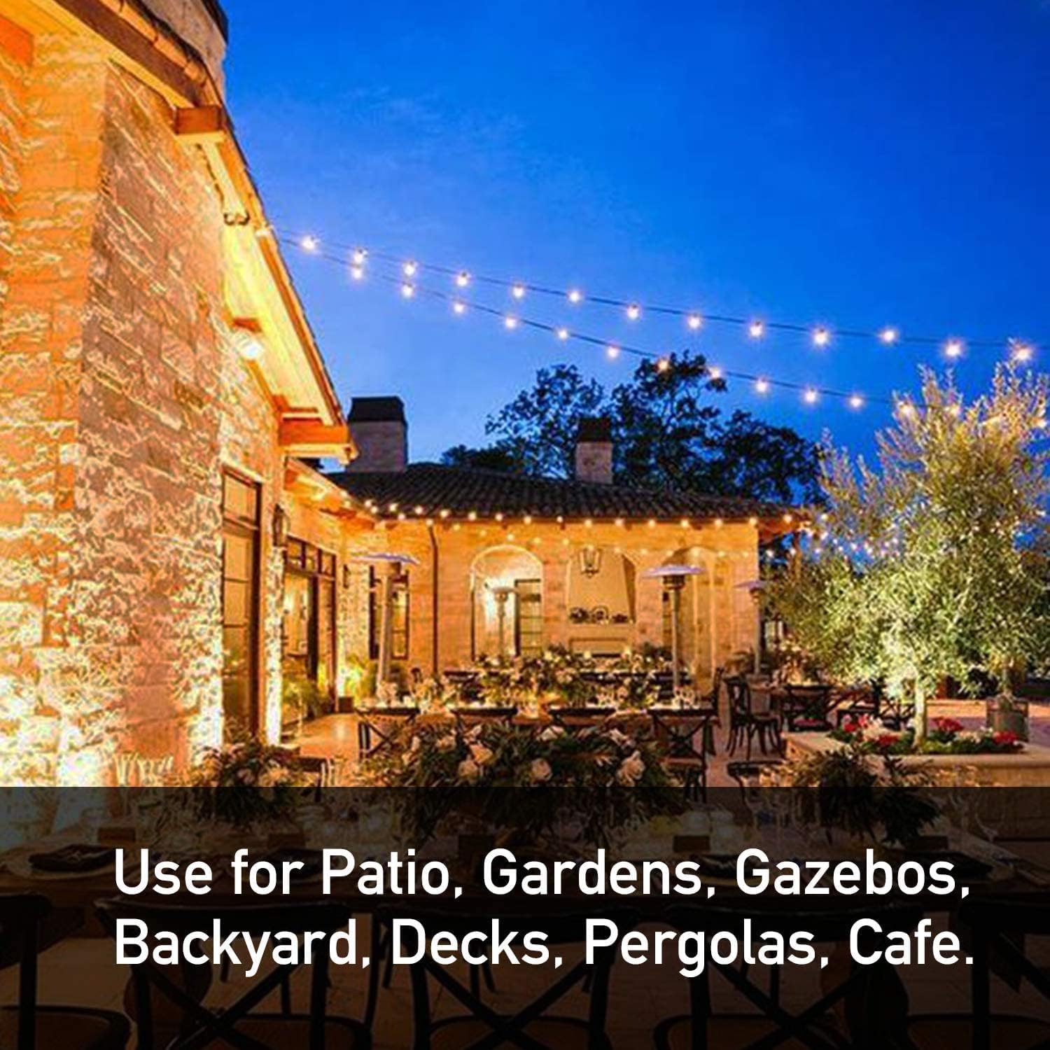 102FT Outdoor String Lights I Waterproof LED Patio & Garden Lights encalife