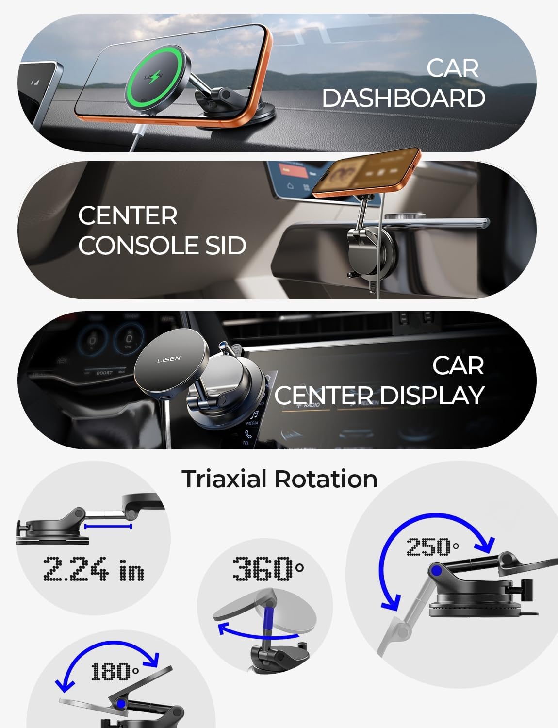 Magnetic MagSafe Car Mount Phone Charger Lever-Lock encalife