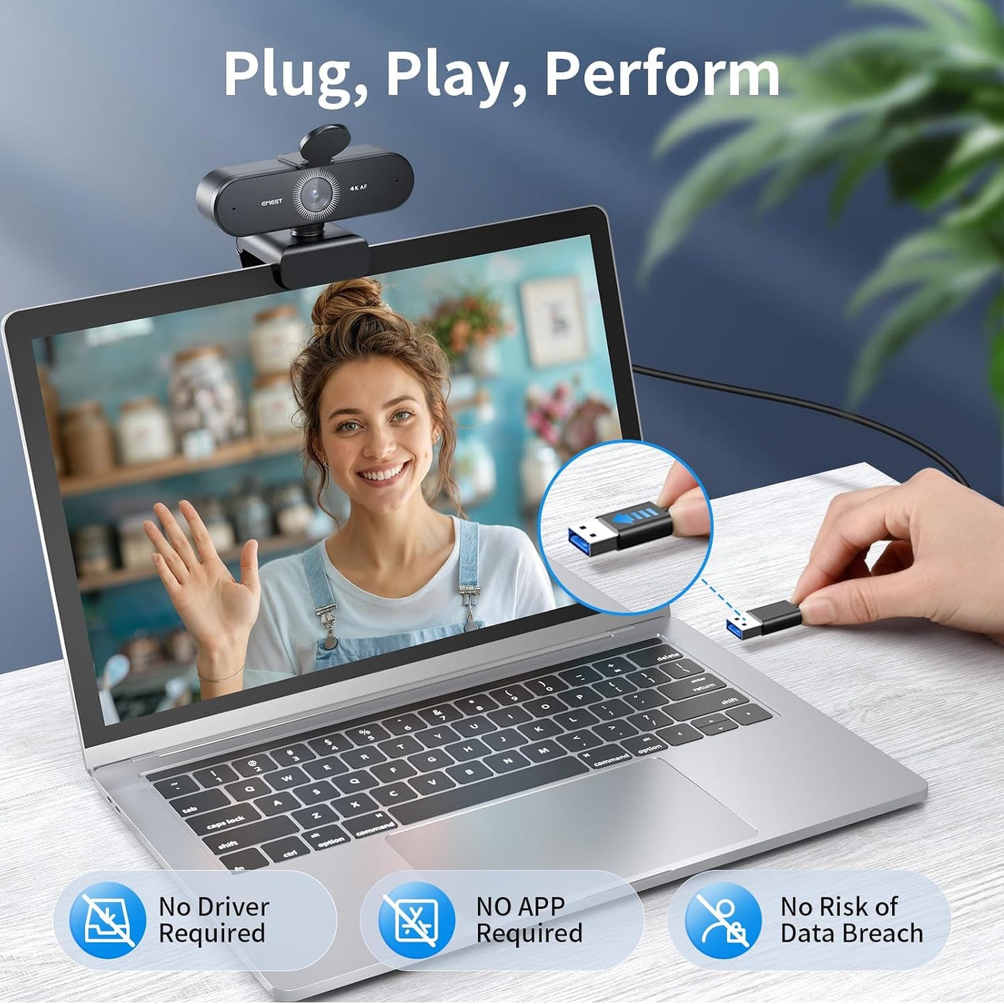 Ultra 4K Autofocus Webcam for Professional Meetings encalife