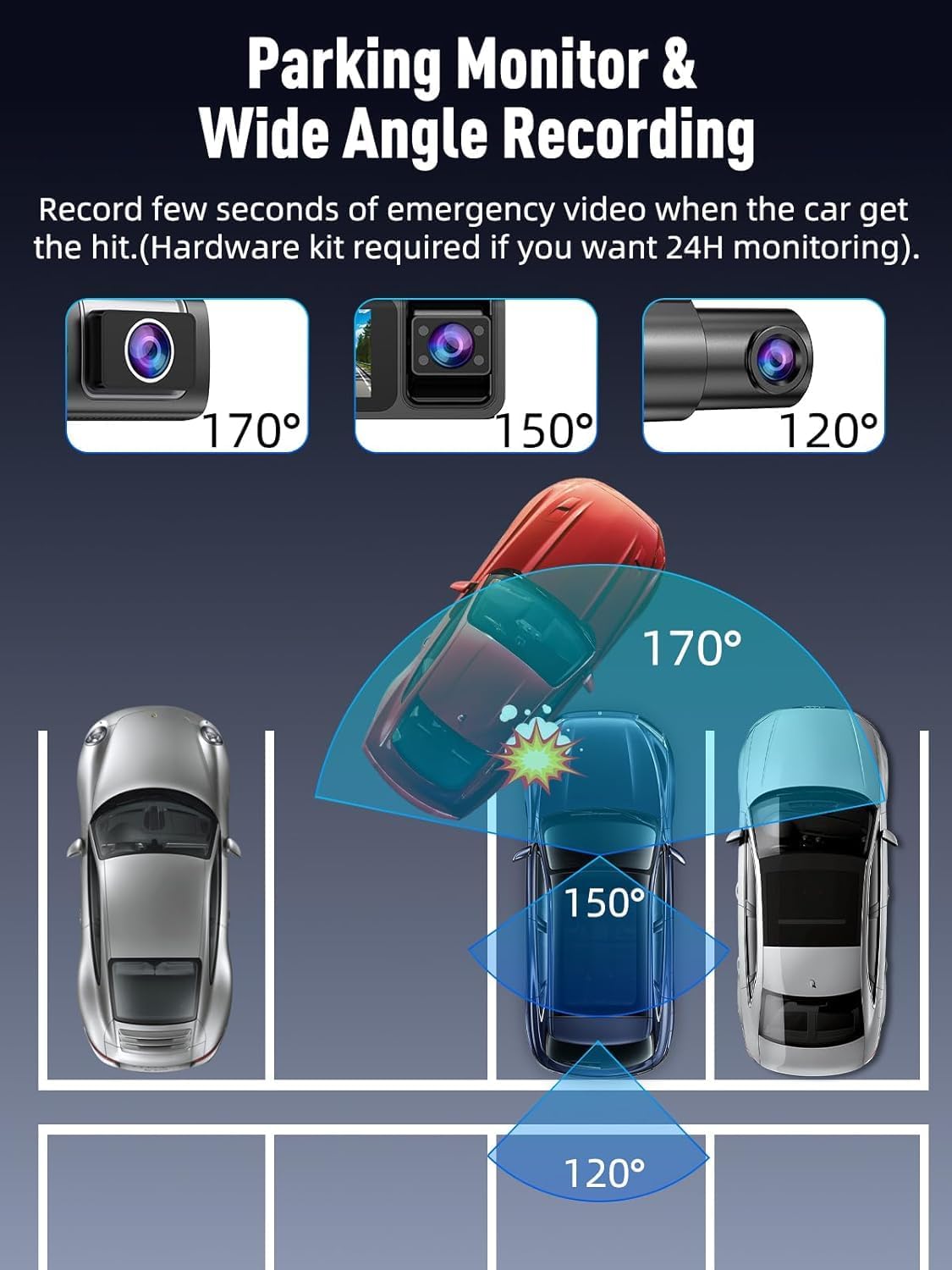 3 Channel 4K Dash Cam I Front Rear Inside WiFi encalife