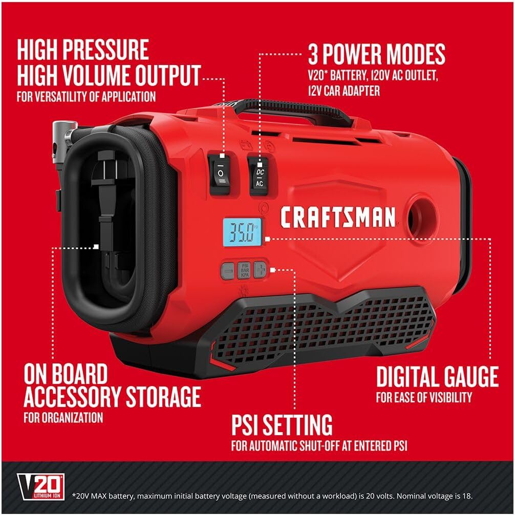 Triple Power Digital Tire Inflator Air Pump encalife