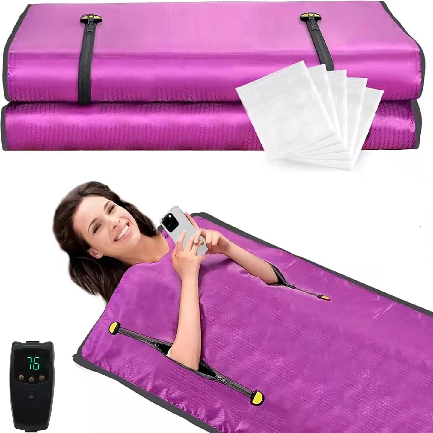 Portable infrared sauna blanket for home relaxation and wellness routine