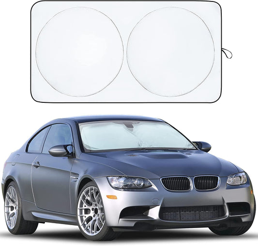 Cool car interior with windshield sun shade in use