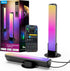 Black RGBICWW smart light bar displaying segmented colors