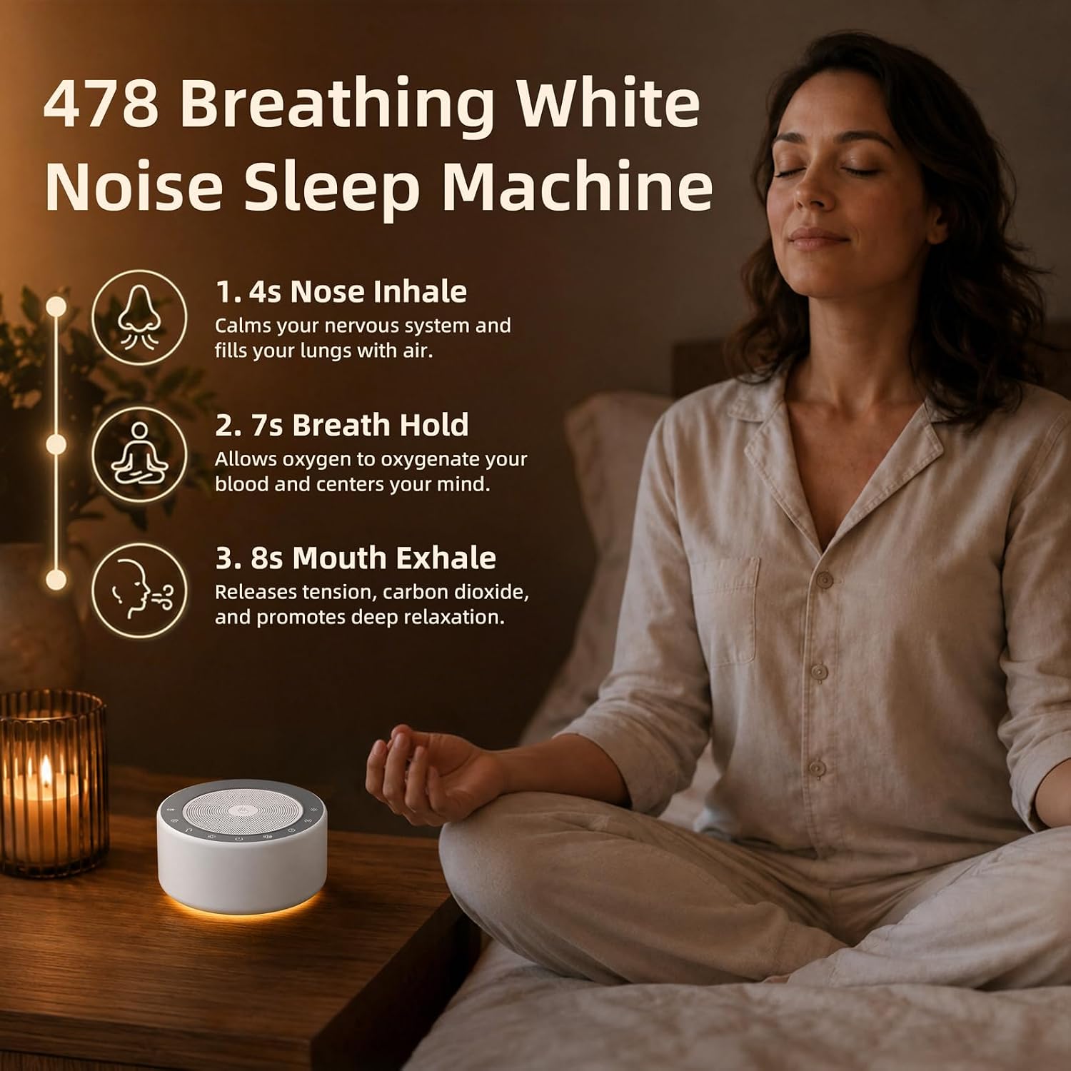 White Noise Machine Night Light for Sleeping encalife