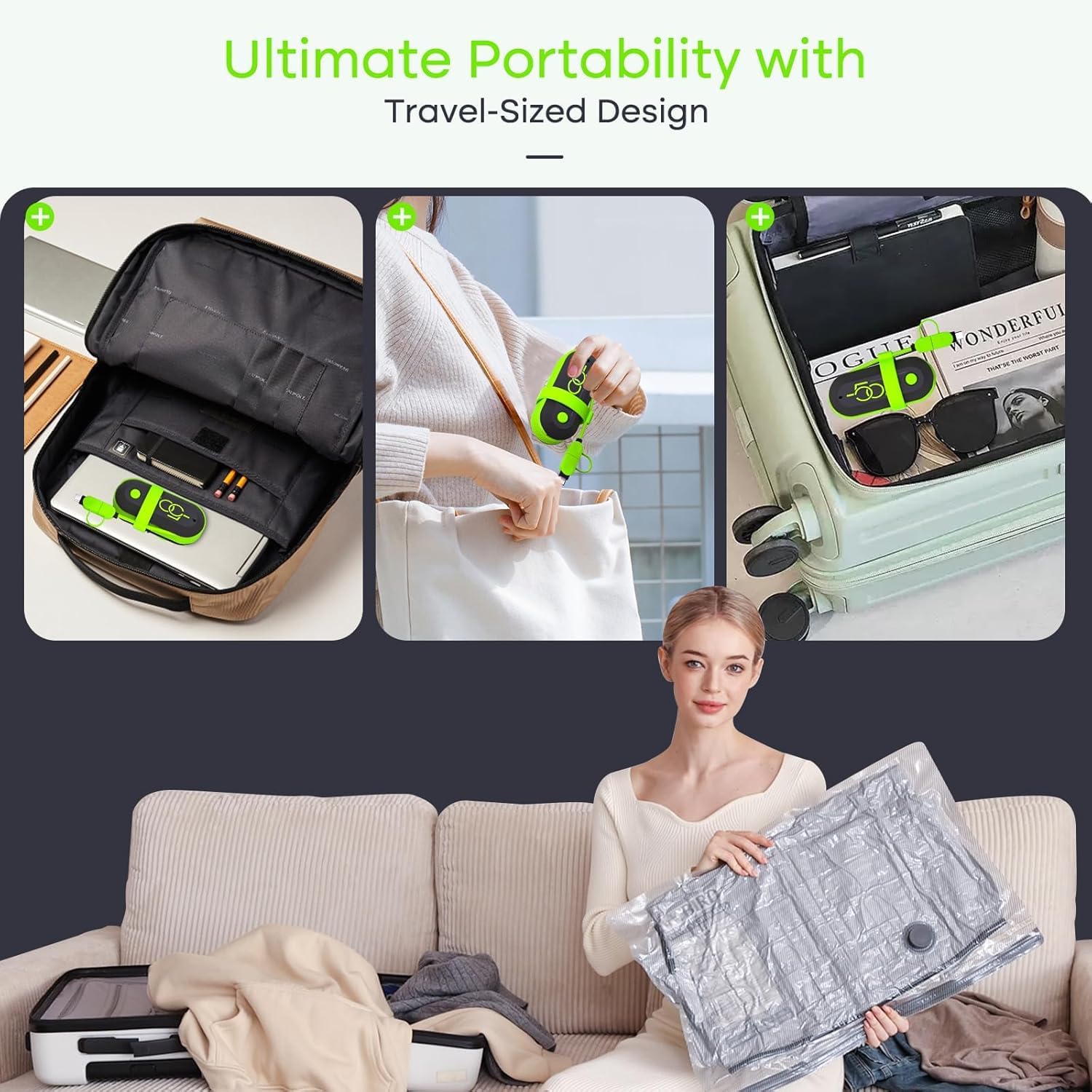 Vacuum Compression Travel Bags USB Pump Carry-On encalife