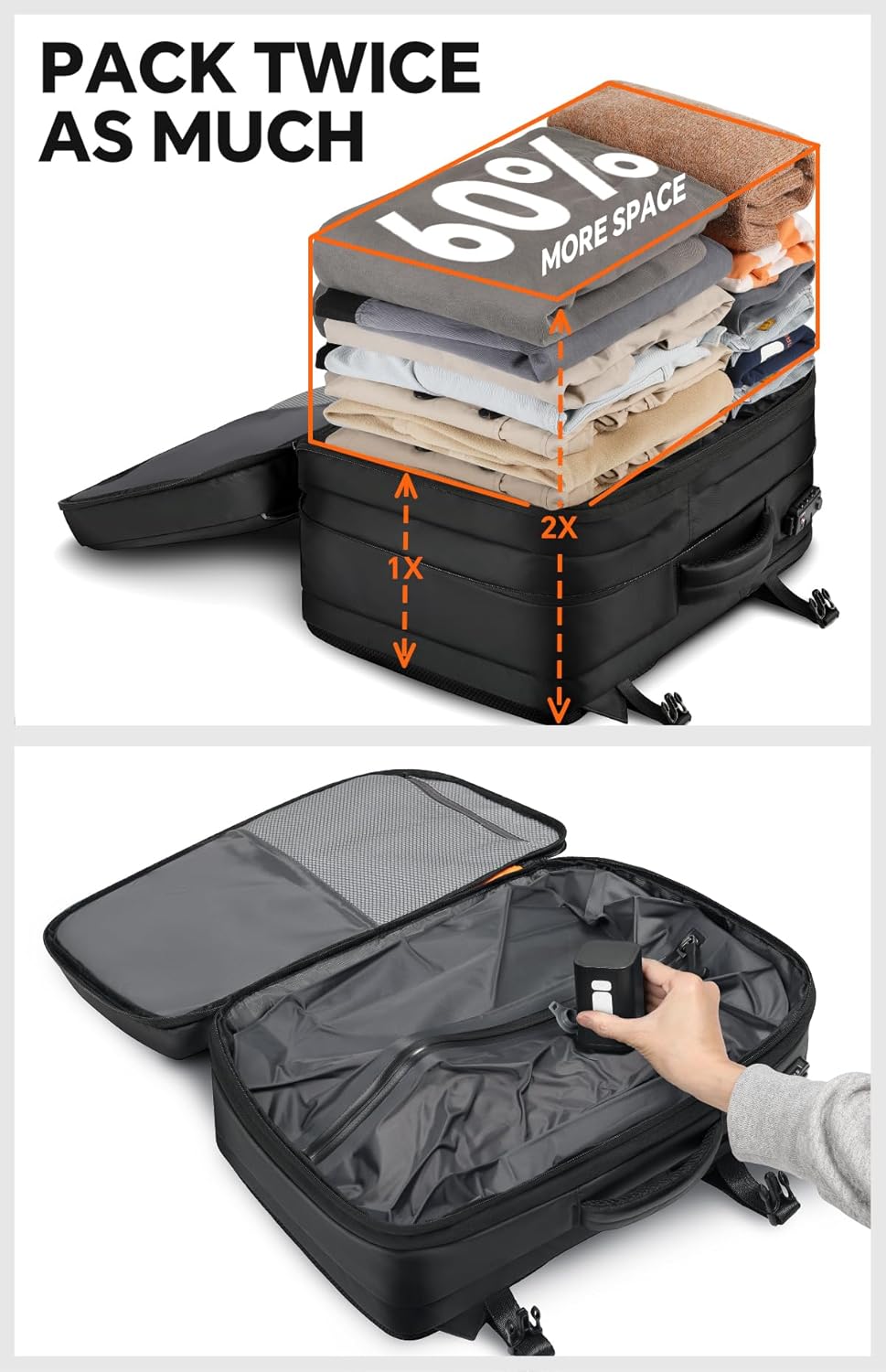 Vacuum Travel Backpack With Compression System encalife