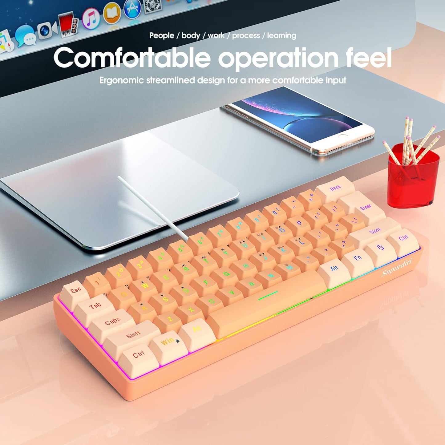 Gaming Keyboard 60% RGB Wired I Ultra‑Compact encalife