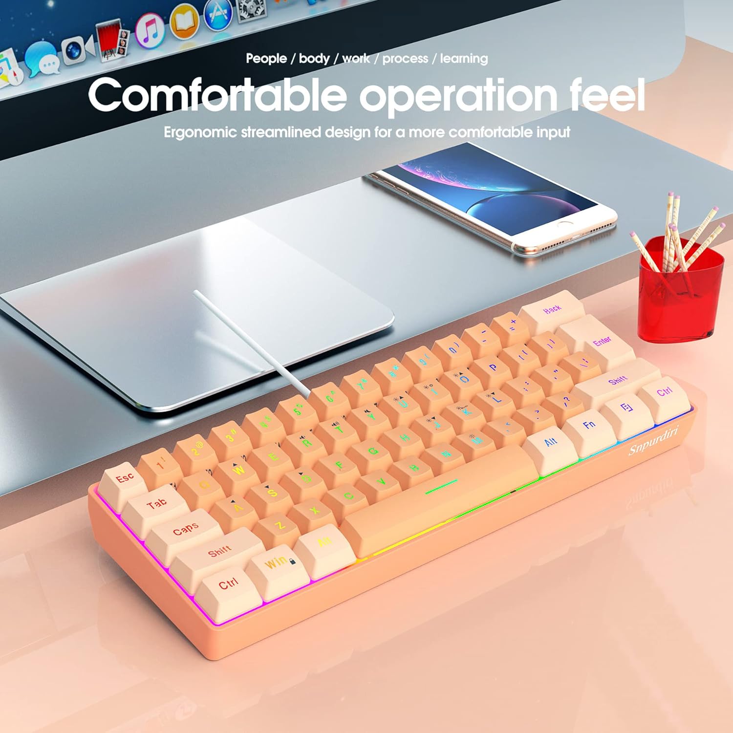 Gaming Keyboard 60% RGB Wired I Ultra‑Compact encalife