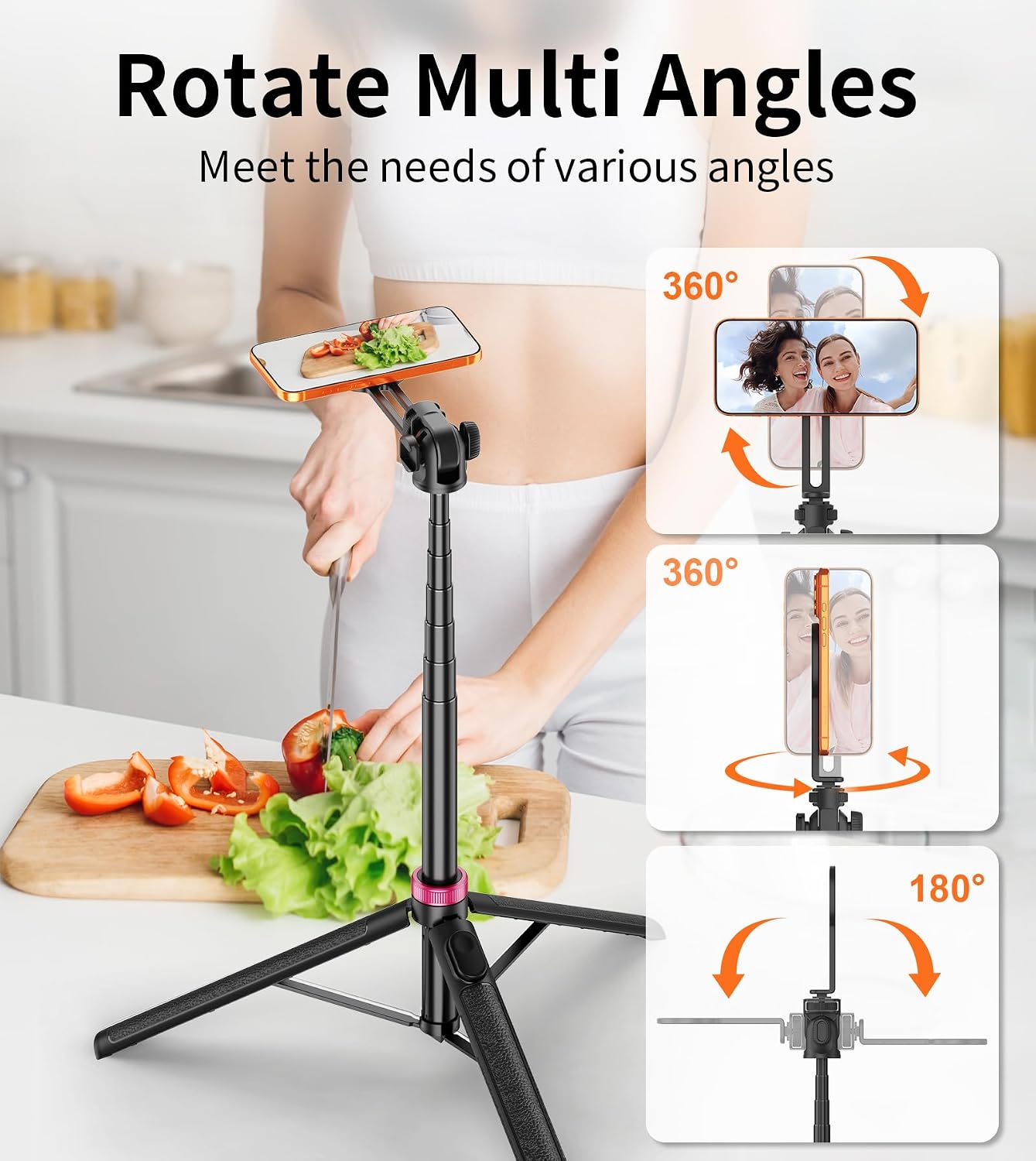 69-Inch Magnetic Phone Tripod With Rechargeable Remote encalife