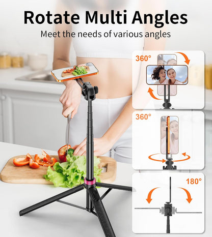 69-Inch Magnetic Phone Tripod With Rechargeable Remote encalife