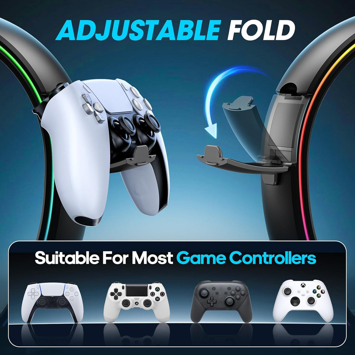 RGB Lighting Headset Controller Stand encalife