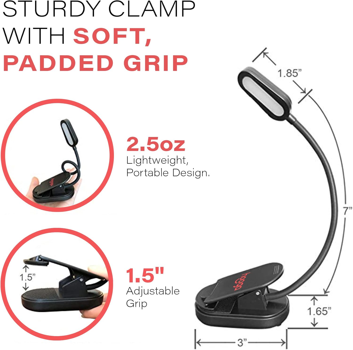 Rechargeable Red Book Reading Light Eye Protection Clip encalife