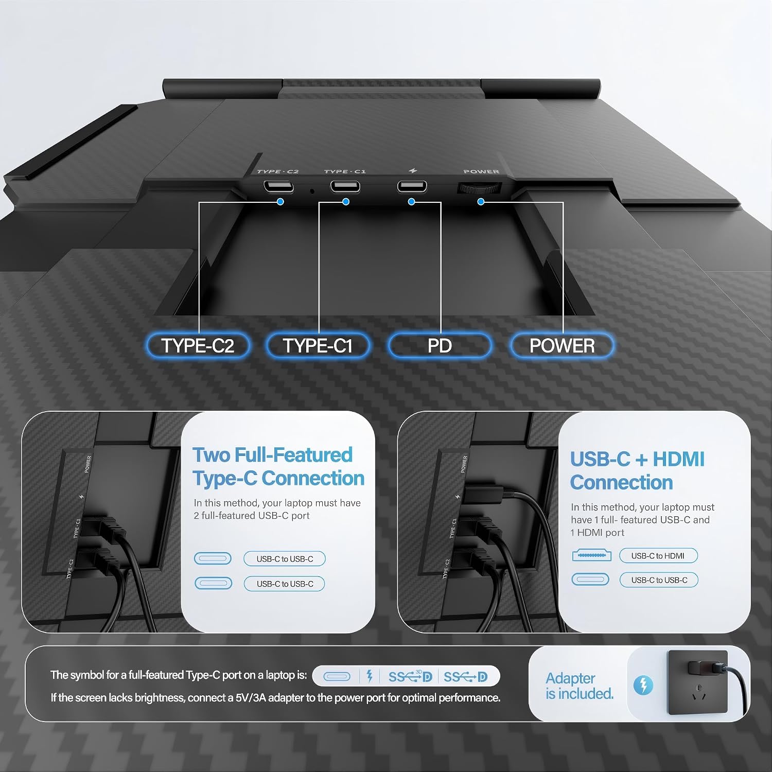 15.6-Inch Triple Laptop Screen Extender Portable Monitor encalife