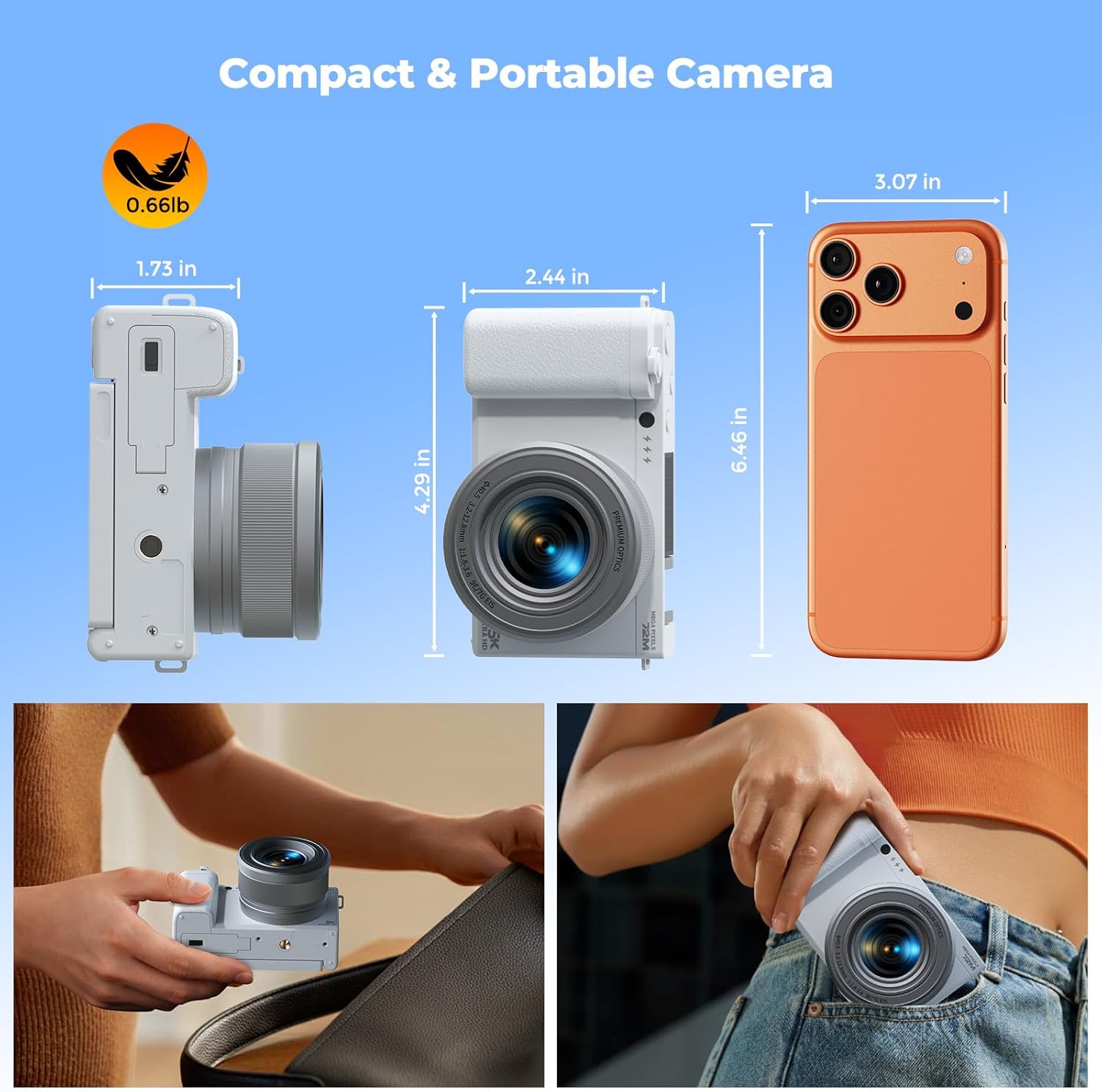 5K 72MP Digital Vlogging Camera with Optical Zoom encalife
