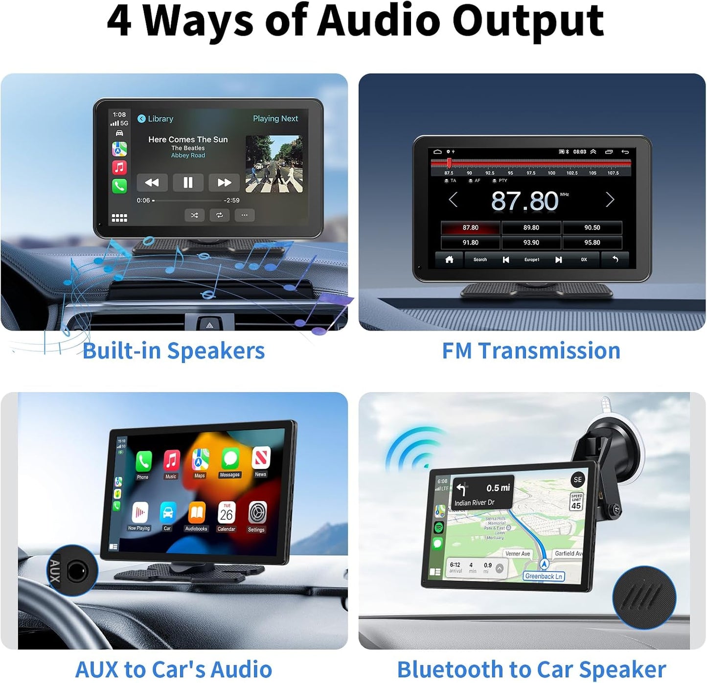 9 Inch Wireless Carplay Screen Portable Touchscreen encalife