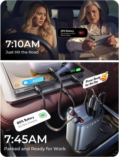 84W Retractable Car Charger 4 in 1 encalife